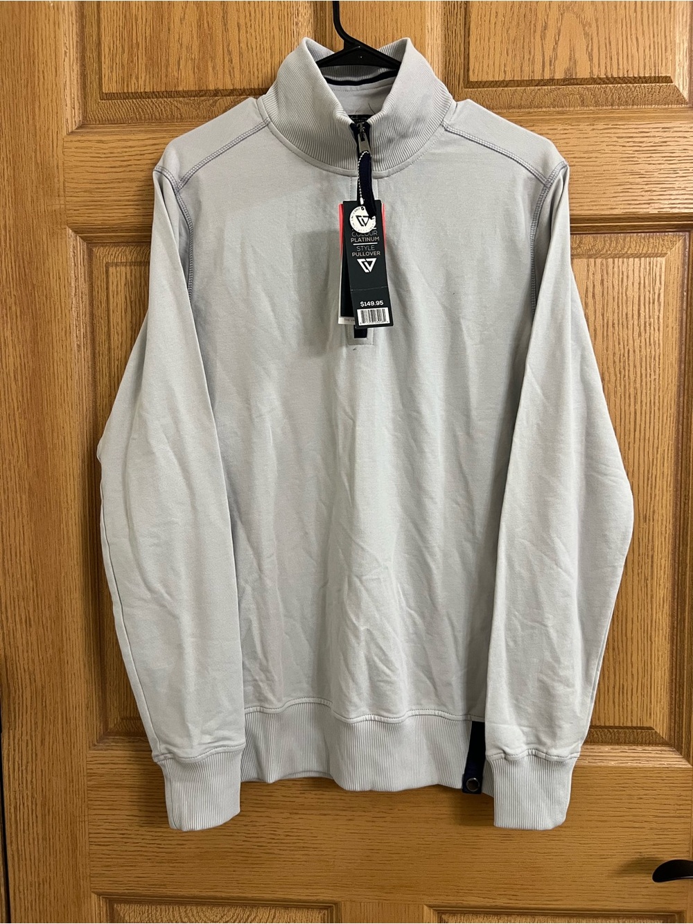Charles Vane Men’s Platinum Quarter-Zip Mock Neck Sweater NWT Gray Sz L
